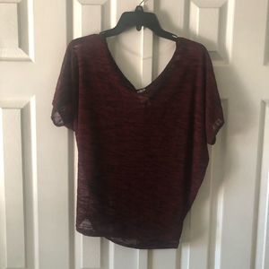 Casual Classic maroon & black designed sheer knit top size M